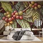 Papier peint Feuillage luxuriant et grappe de fruits éclatants
