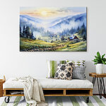Tableaux Peinture d'un village de montagne