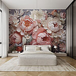 Papier peint Groupe de fleurs sur fond gris