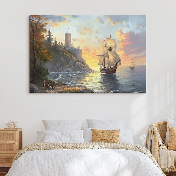 Peinture d'un navire naviguant sur l'eau Tableaux Peinture d'un navire naviguant sur l'eau