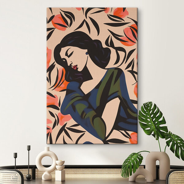 Peinture d'une femme avec des fleurs Tableaux Peinture d'une femme avec des fleurs