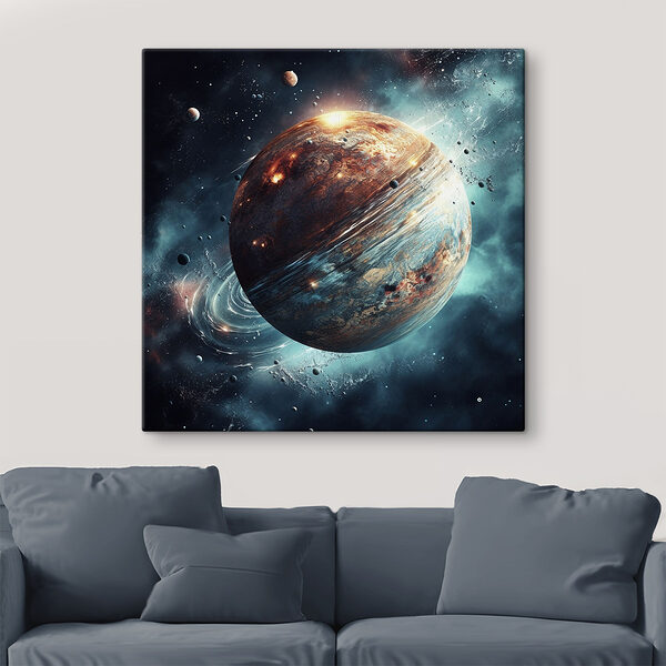 Planète dans l'espace avec étoiles et planètes Tableaux Planète dans l'espace avec étoiles et planètes