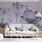 Papier peint Groupe de fleurs avec feuilles