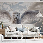 Papier peint Lion avec des ailes dans le ciel