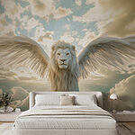 Papier peint Lion avec des ailes dans le ciel