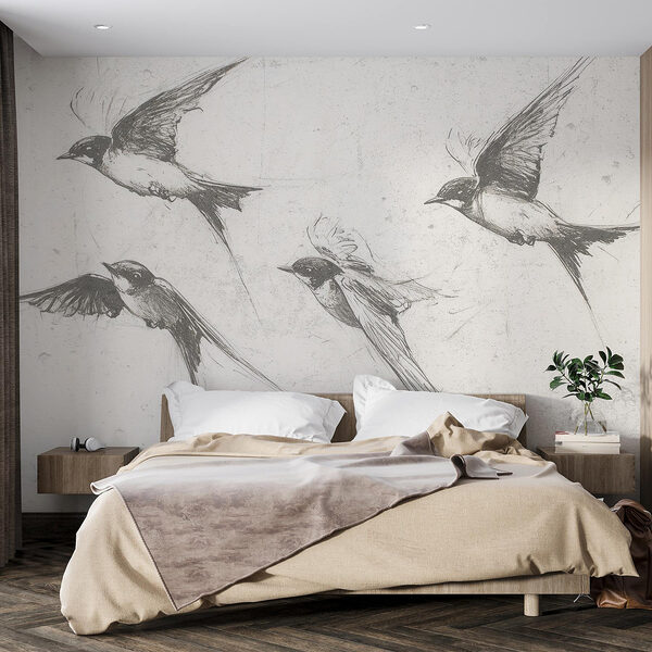 Groupe d'oiseaux en vol Papier peint Groupe d'oiseaux en vol