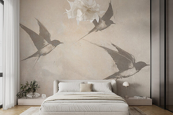 Groupe d'oiseaux en vol Papier peint Groupe d'oiseaux en vol