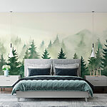 Papier peint Groupe d'arbres dans le brouillard
