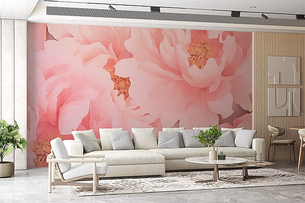 Fleurs délicates dans des tons roses doux Papier peint Fleurs délicates dans des tons roses doux