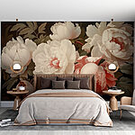 Papier peint Groupe de fleurs blanches et roses