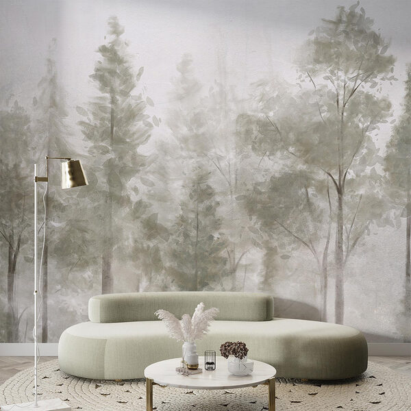 Papier peint Groupe d'arbres dans le brouillard