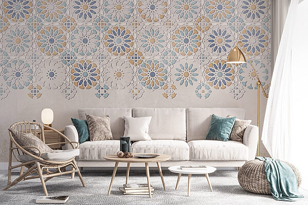 Mur avec un motif de fleurs Papier peint Mur avec un motif de fleurs