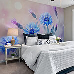 Papier peint Groupe de fleurs bleues