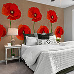 Papier peint Groupe de fleurs rouges