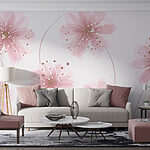 Papier peint Groupe de fleurs roses