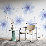 Papier peint Groupe de fleurs bleues