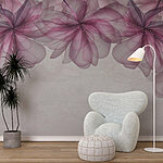 Papier peint Groupe de fleurs violettes et roses