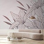 Papier peint Dessin de fleurs et de feuilles