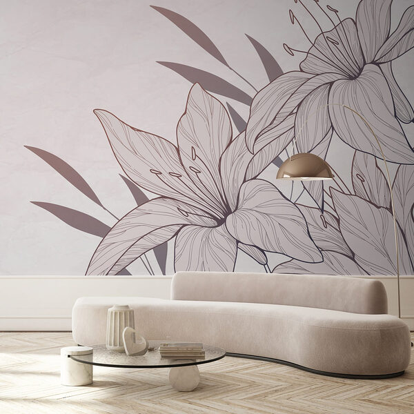 Dessin de fleurs et de feuilles Papier peint Dessin de fleurs et de feuilles