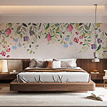 Papier peint Bordure florale avec fleurs et feuilles