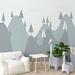 Papier peint Montagne avec des arbres