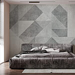Papier peint Carrelage gris et blanc