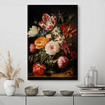 Tableaux Peinture de fleurs sur fond noir
