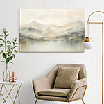 Tableaux Aquarelle d'un lac avec des montagnes au loin