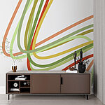 Papier peint Lignes colorées sur fond blanc