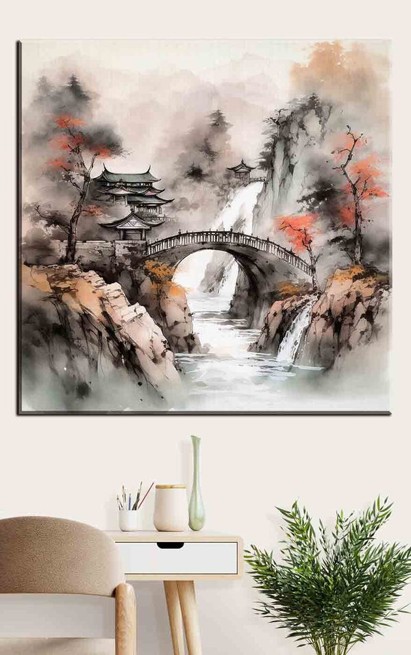 Pont au-dessus d'une rivière Tableaux Pont au-dessus d'une rivière