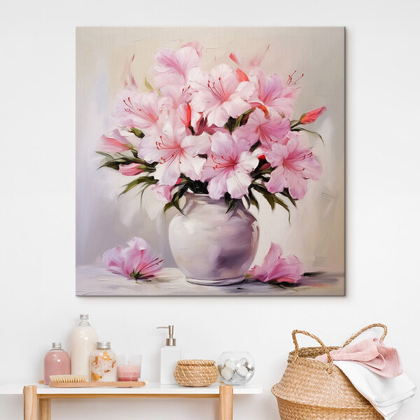 Peinture de fleurs roses dans un vase Tableaux Peinture de fleurs roses dans un vase