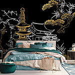 Papier peint Paysage asiatique serein avec des motifs complexes