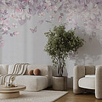 Papier peint Motif floral avec papillons