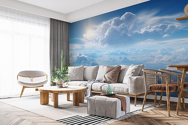 Nuages et ciel bleu avec nuages et soleil Papier peint Nuages et ciel bleu avec nuages et soleil