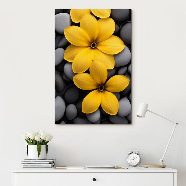 Fleurs jaunes sur un tas de pierres Tableaux Fleurs jaunes sur un tas de pierres
