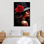 Tableaux Femme avec une rose dans son chapeau