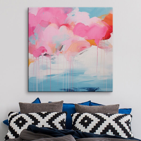 Peinture de nuages roses et de ciel bleu Tableaux Peinture de nuages roses et de ciel bleu