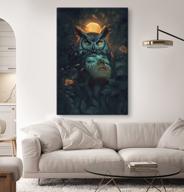 Femme avec un hibou sur la tête Tableaux Femme avec un hibou sur la tête