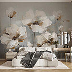 Papier peint Peinture de fleurs blanches