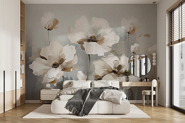 Peinture de fleurs blanches Papier peint Peinture de fleurs blanches