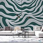Papier peint Motif rayé vert et blanc