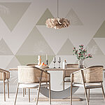 Papier peint Triangles blancs et gris avec feuilles