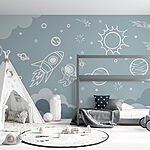Papier peint Scène spatiale avec nuages et étoiles