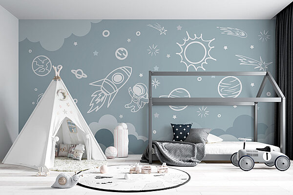Papier peint Papier peint Scène spatiale avec nuages et étoiles (UGS : w02104v1)