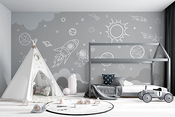 Scène spatiale avec nuages et étoiles Papier peint Scène spatiale avec nuages et étoiles