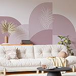 Papier peint Graphisme rose et blanc
