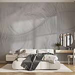 Papier peint Motif de plumes blanches sur une surface blanche