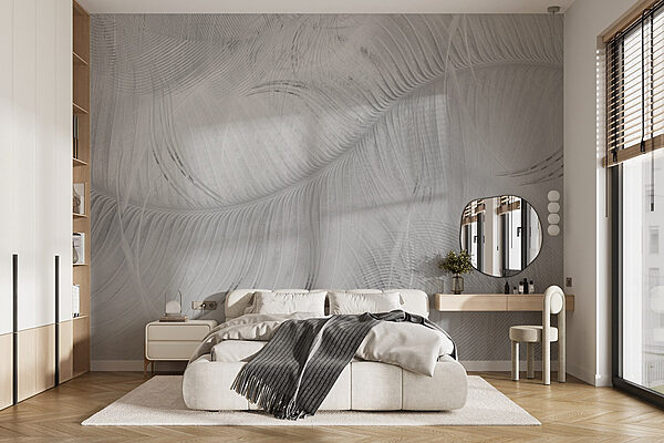 Motif de plumes blanches sur une surface blanche Papier peint Motif de plumes blanches sur une surface blanche