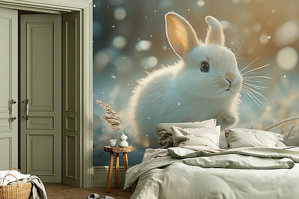 Lapin blanc dans la neige Papier peint Lapin blanc dans la neige