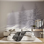 Papier peint Groupe d'arbres recouverts de neige